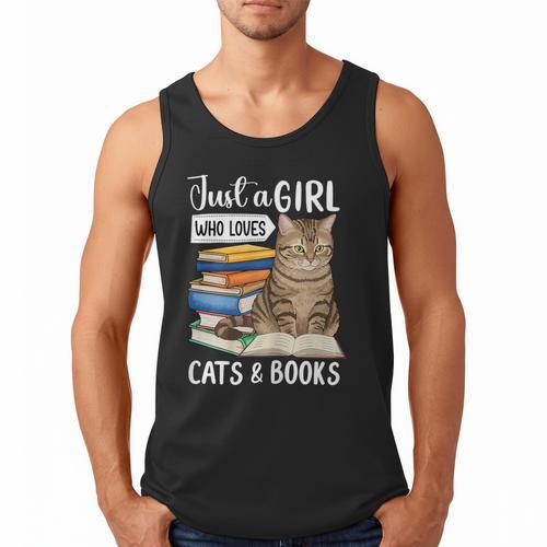 Just a Girl Who Loves Cats And Books Men Tank Top - Bookorys DE
