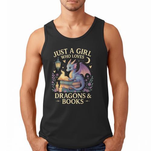 Just a Girl Who Loves Cute Dragons And Books Men Tank Top - Bookorys CA