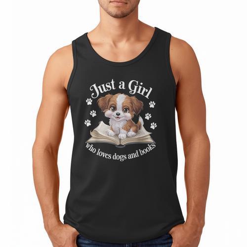 Just a Girl Who Loves Dogs And Books Cute Dog Men Tank Top - Bookorys CA