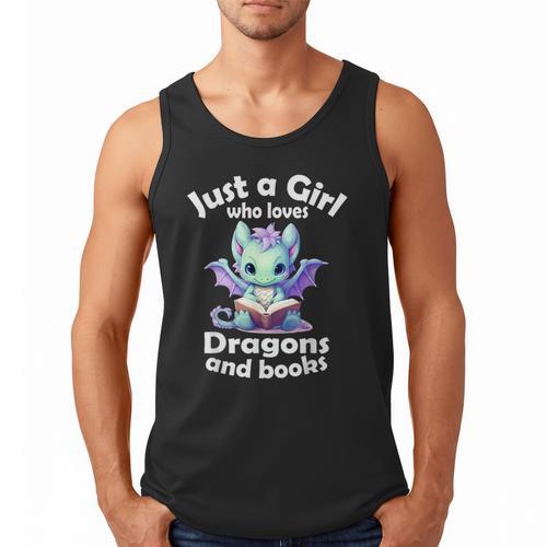 Just a Girl Who Loves Dragons And Books Dragon For Kids Men Tank Top - Bookorys AU