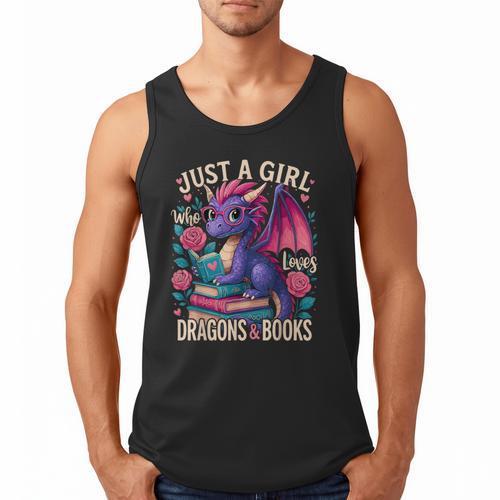 Just a Girl Who Loves Dragons And Books Dragon Men Tank Top - Bookorys DE