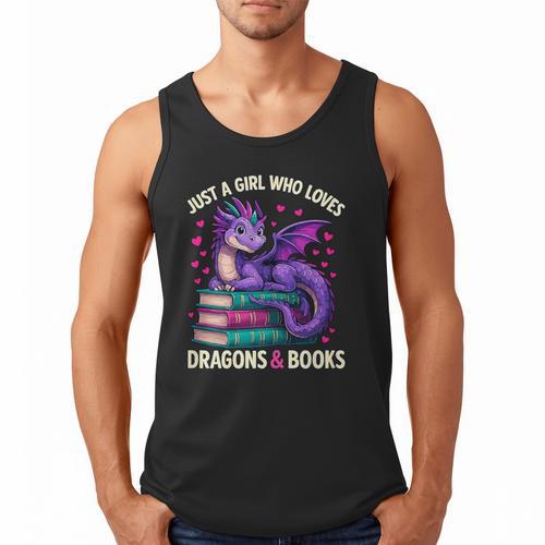 Just a Girl Who Loves Dragons And Books Reading Men Tank Top - Bookorys