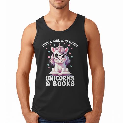 Just a Girl Who Loves Unicorns & Books Bookish Unicorn Love Men Tank Top - Bookorys