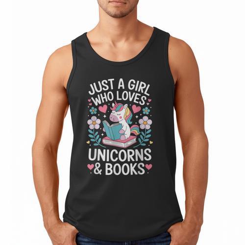 Just a Girl Who Loves Unicorns And Books Men Tank Top - Bookorys