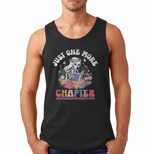 Just One More Chapter Skeleton Reading Book Bookworm Reader Men Tank Top - Bookorys