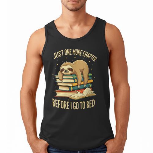 Just One More Chapter Sloth Sleeping On Books Reading Men Tank Top - Bookorys AU