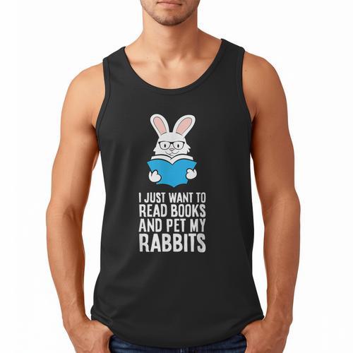 I Just Want To Read Books And Pet My Rabbit Men Tank Top - Bookorys