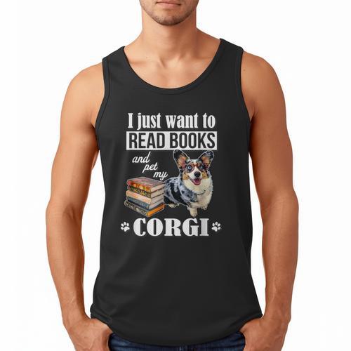 Kids Read Books & Pet My Blue Merle Corgi Lover Men Tank Top - Bookorys UK