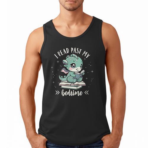 Kids I Read Past My Bedtime Cute Book Dragon Pajama Men Tank Top - Bookorys