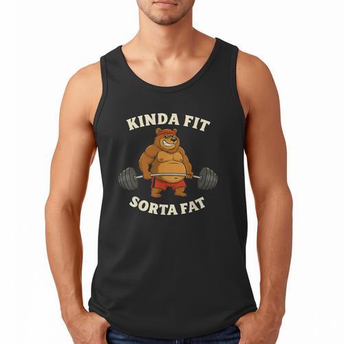 Kinda Fit Sorta Fat Gym Dad BOD Workout Apparel Men Tank Top - Father's Day Fun