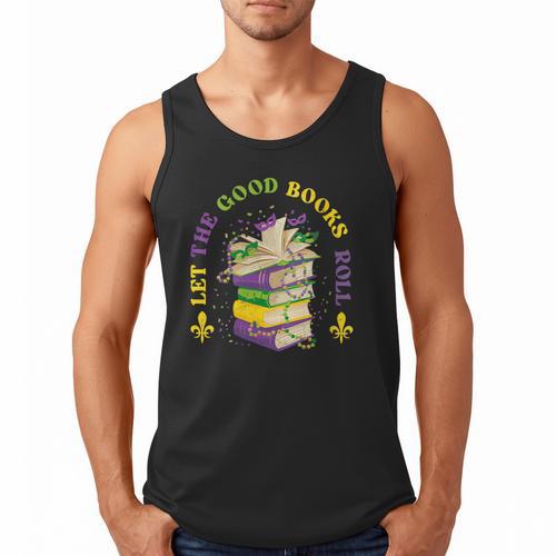 Let The Good Books Roll Mardi Gras Reading Men Tank Top - Bookorys DE