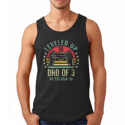 I Leveled Up To Dad Of 3 2026 Promoted To Dad Of Three Kids Men Tank Top - Father's Day Fun