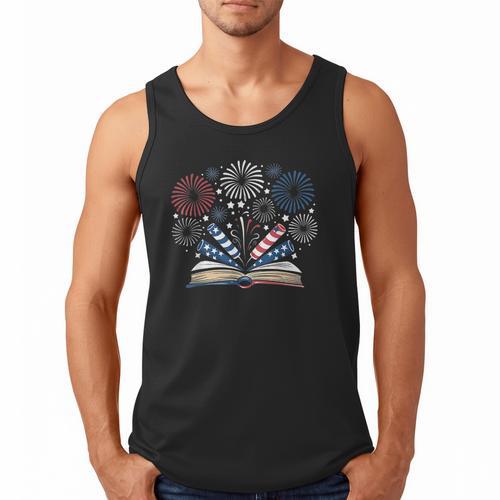 Librarian 4th July Book Lover Bookworm Patriotic Books Men Tank Top - Bookorys