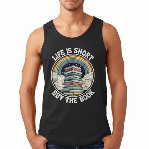 Life Is Short Buy The Book Reading Book Men Tank Top - Bookorys DE