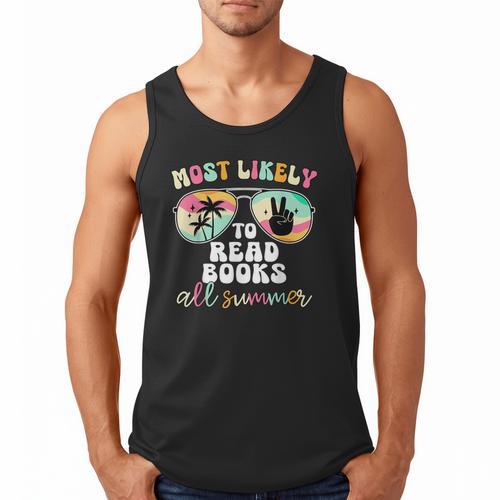 Most Likely To Read Books All Summer Teacher Student Men Tank Top - Bookorys