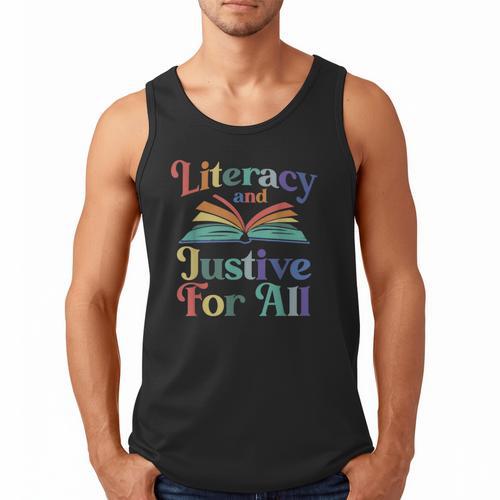 Literacy Justice For All Stop Book Banning Protect Librarian Men Tank Top - Bookorys