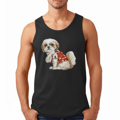 I Love Dad Tattoo Shih Tzu Dad Father's Day Men Tank Top - Father's Day Fun