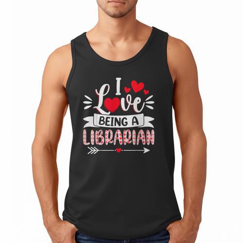 I Love Being A Librarian Library Book Valentine's Day Men Tank Top - Bookorys