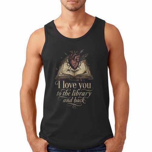 I Love You To The Library And Back Anatomical Heart Book Men Tank Top - Bookorys