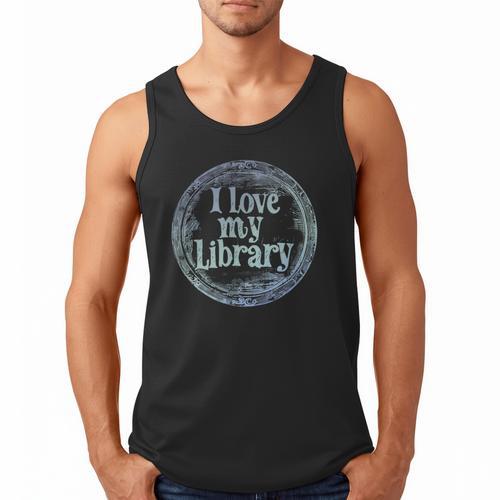 I Love My Library Medallion For Book Lover Reader Librarian Men Tank Top - Bookorys AU
