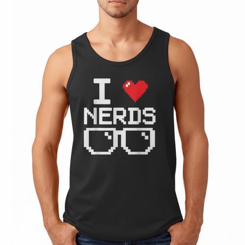 I Love Nerds I Heart Nerds For Science Book Knowledge Geeks Men Tank Top - Bookorys UK