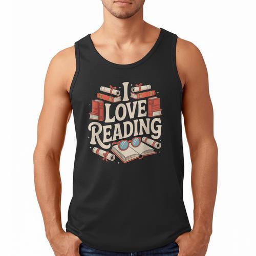 I Love Reading Books Literature Enthusiast Fun Men Tank Top - Bookorys