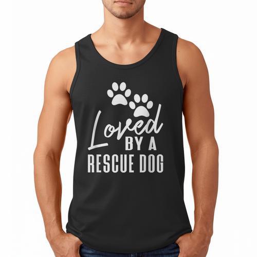 Loved By A Rescue Dog Foster Mom Rescue Dad Men Tank Top - Father's Day Fun