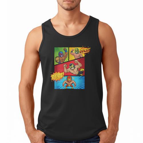 Lucha Libre Comic Book Mexican Wrestling Cartoon Wrestler Men Tank Top - Bookorys DE