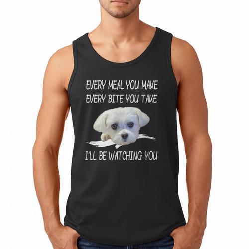Maltese Dog Watching Owner Quote Puppy Mom Dad Men Women Girls Kids Men Tank Top - Father's Day Fun