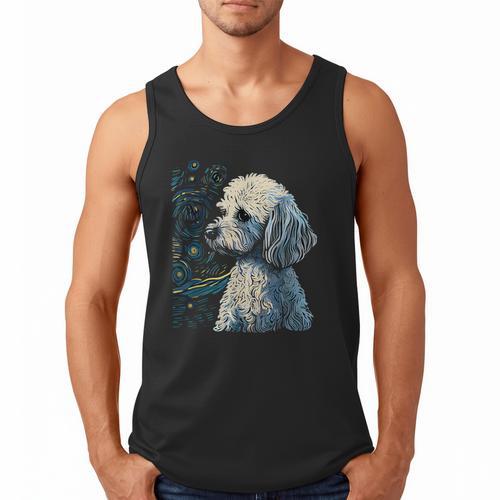 Maltipoo Starry Night Van Gogh Maltipoo Mom Dad Owner Men Tank Top - Father's Day Fun