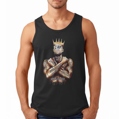 I Am Man King Powerful Dad Afro Melanin Black History Men Tank Top - Father's Day Fun