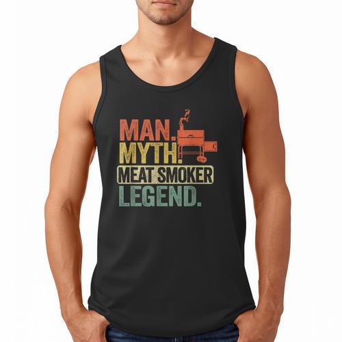 Man Myth Meat Smoker Legend Dad Grillfather BBQ Meat Smoking Men Tank Top - Father's Day Fun
