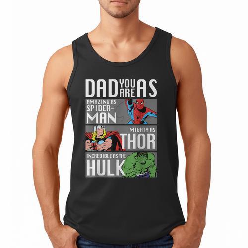 Marvel Father's Day Spider-Man Thor Hulk Dad Attributes Men Tank Top - Father's Day Fun