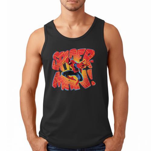 Marvel Spider-Man Peter Parker Comic Book Letter Logo Men Tank Top - Bookorys CA