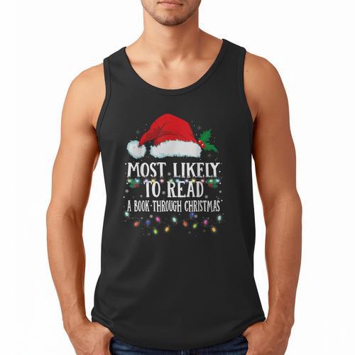 Matching Christmas PJS Most Likely To Read A Book Men Tank Top - Bookorys