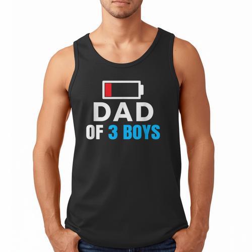Matching Father's Day Low Battery Dad Of 3 Boys Men Tank Top - Father's Day Fun