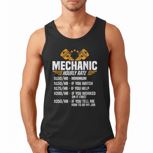 Mechanic Men Dad Hourly Rate Car Auto Garage Mechanic Men Tank Top - Father's Day Fun