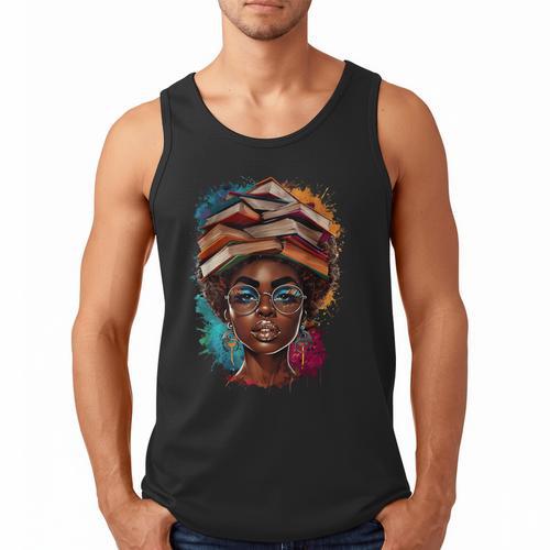 Melanin Girl Afro Book Lover Librarian Teacher Student Men Tank Top - Bookorys