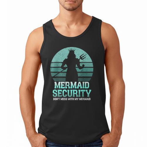 Mermaid Security Vintage Birthday Party Dad Father Day Men Tank Top - Father's Day Fun