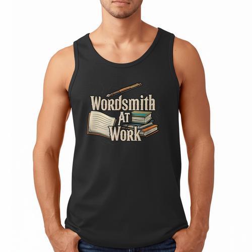 Wordsmith At Work Vintage Writer & Author Pen Book Lover Men Tank Top - Bookorys