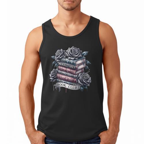 Morally Grey Book Club Floral Book Lover Graphic Men Tank Top - Bookorys