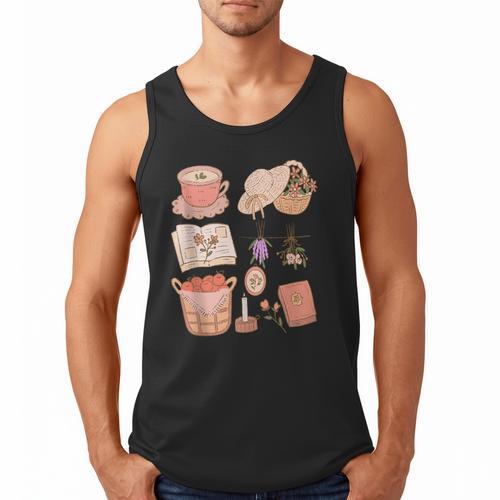 Nature Books And Cottage Core Picnic Art Men Tank Top - Bookorys