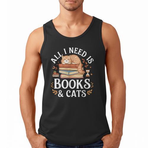 All I Need Is Books And Cats Reading Men Tank Top - Bookorys DE