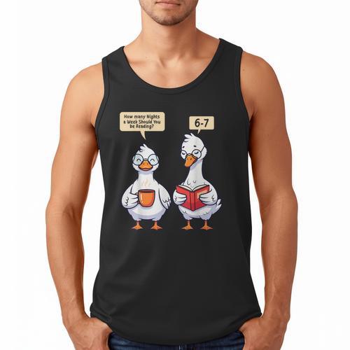 How Many Nights Reading Goose Book Lover Reader Men Tank Top - Bookorys