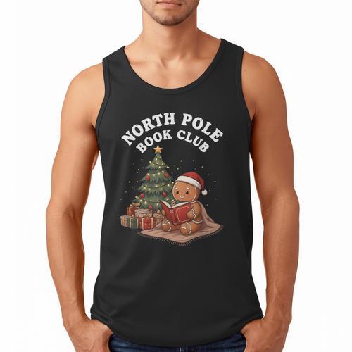 North Pole Book Club Gingerbread Christmas Reading Men Tank Top - Bookorys CA