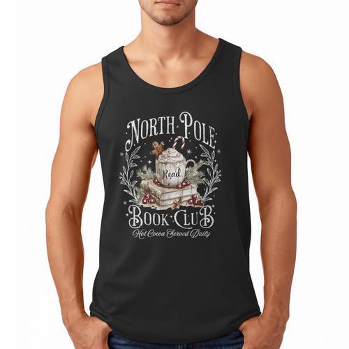 North Pole Book Club Hot Cocoa Served Daily Men Tank Top - Bookorys