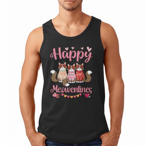 Norwegian Forest Cat Happy Meowentines Valentine Dad Mom Men Tank Top - Father's Day Fun
