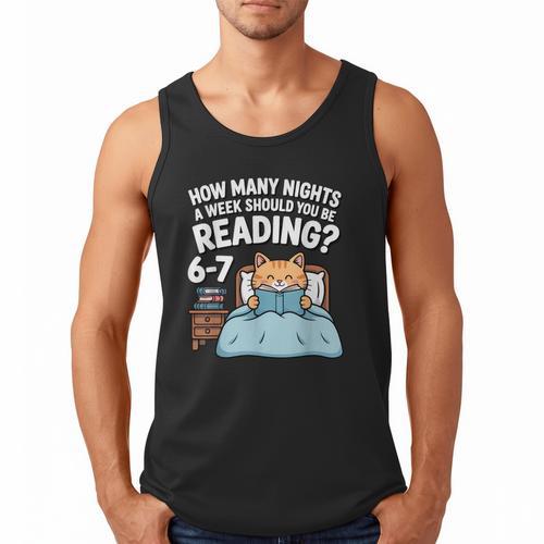 Orange Cat Reading Book 67 Six Seven Meme Men Tank Top - Bookorys