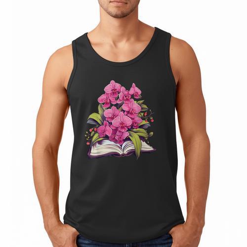 Orchids Flowers Book Floral Men Tank Top - Bookorys UK