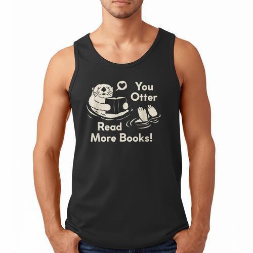 You Otter Read More Books Cute Otter Book Lover Men Tank Top - Bookorys CA